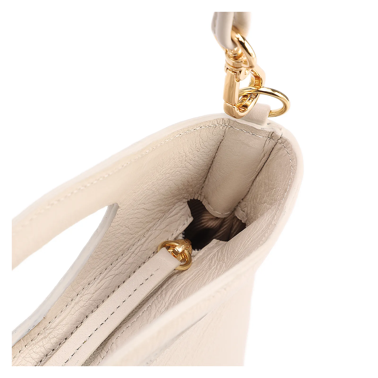 Bolsa De Mão Pequena Couro Off White Frente Ráfia