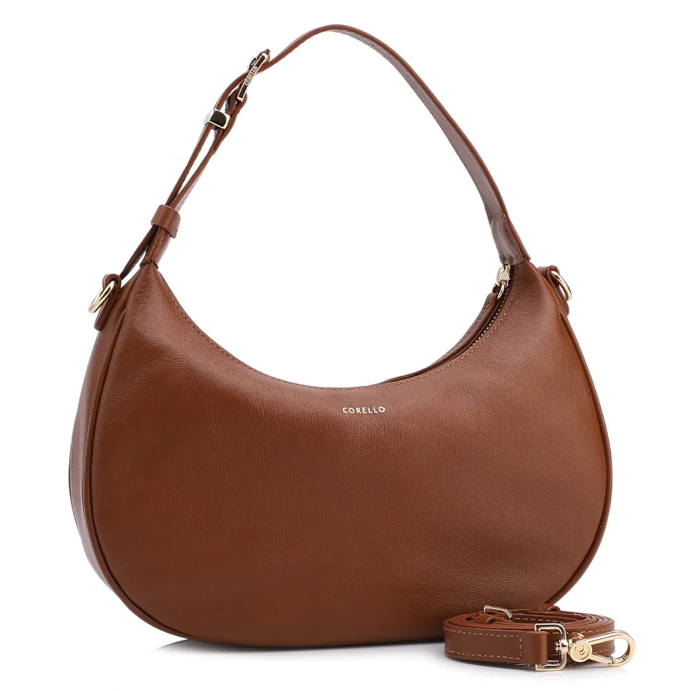Bolsa De Mão Pequena Couro Plume Marrom Alça Fivela - imagem 2