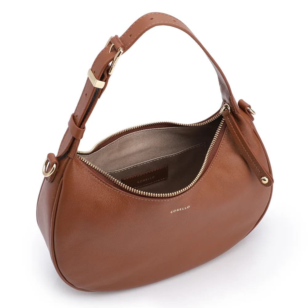 Bolsa De Mão Pequena Couro Plume Marrom Alça Fivela - imagem 4