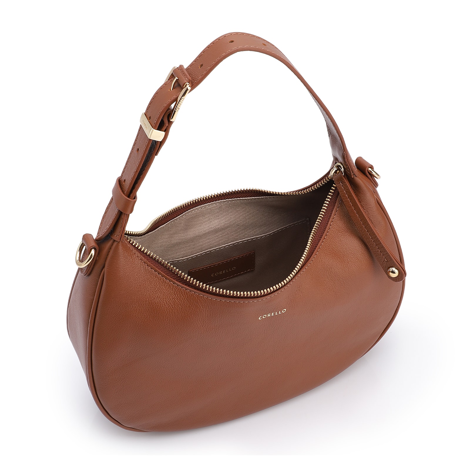 Bolsa De Mão Pequena Couro Plume Marrom Alça Fivela