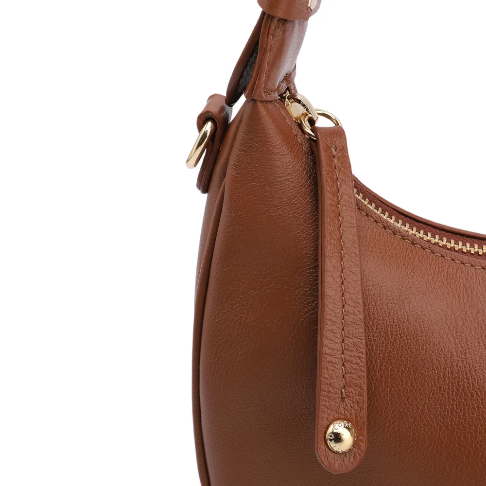 Bolsa De Mão Pequena Couro Plume Marrom Alça Fivela - imagem 5