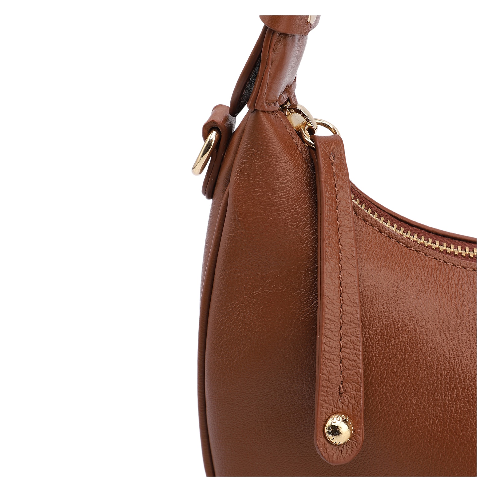 Bolsa De Mão Pequena Couro Plume Marrom Alça Fivela