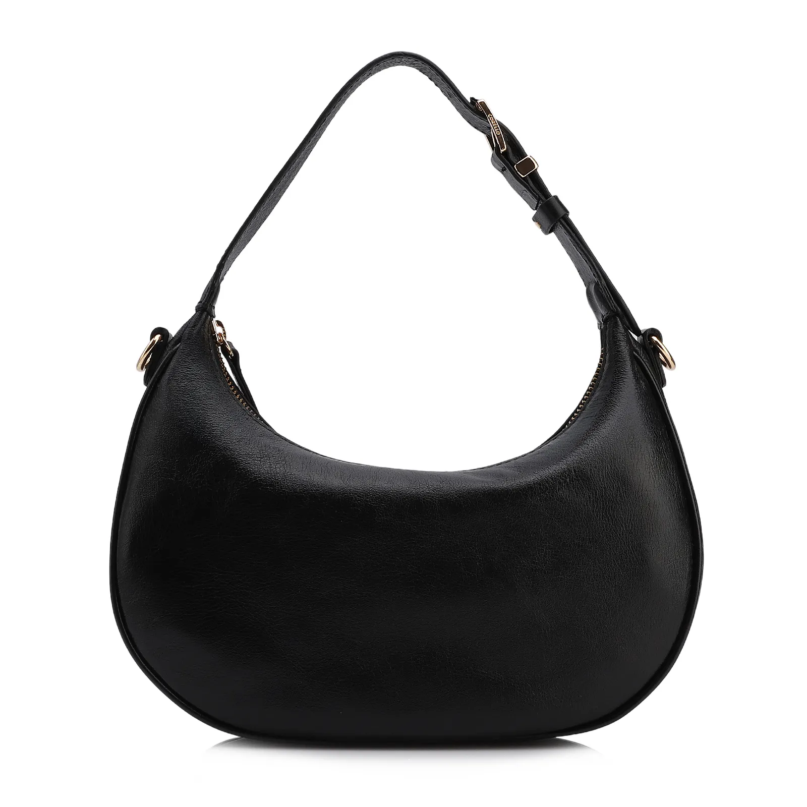 Bolsa De Mão Pequena Couro Plume Preta Alça Fivela
