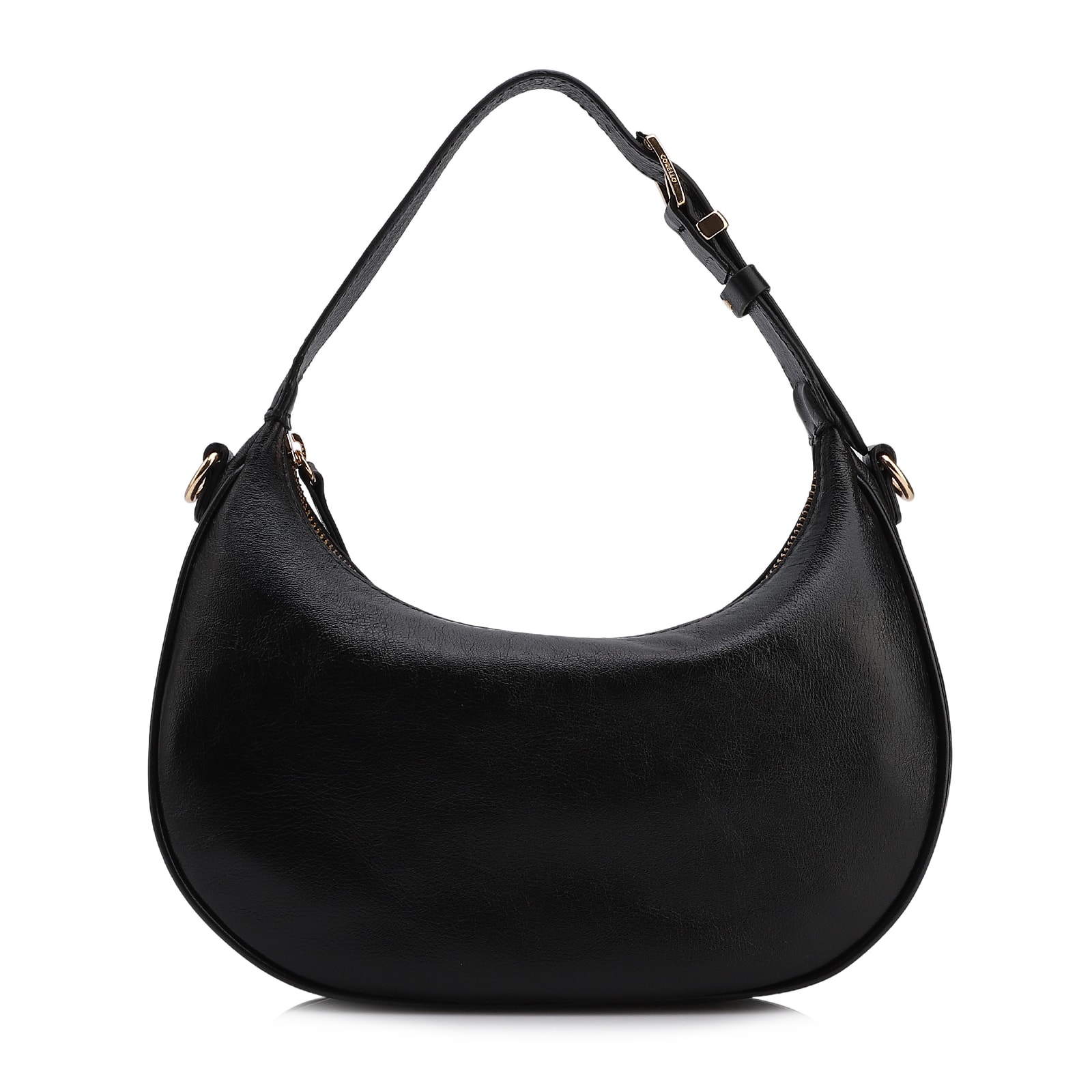 Bolsa De Mão Pequena Couro Plume Preta Alça Fivela