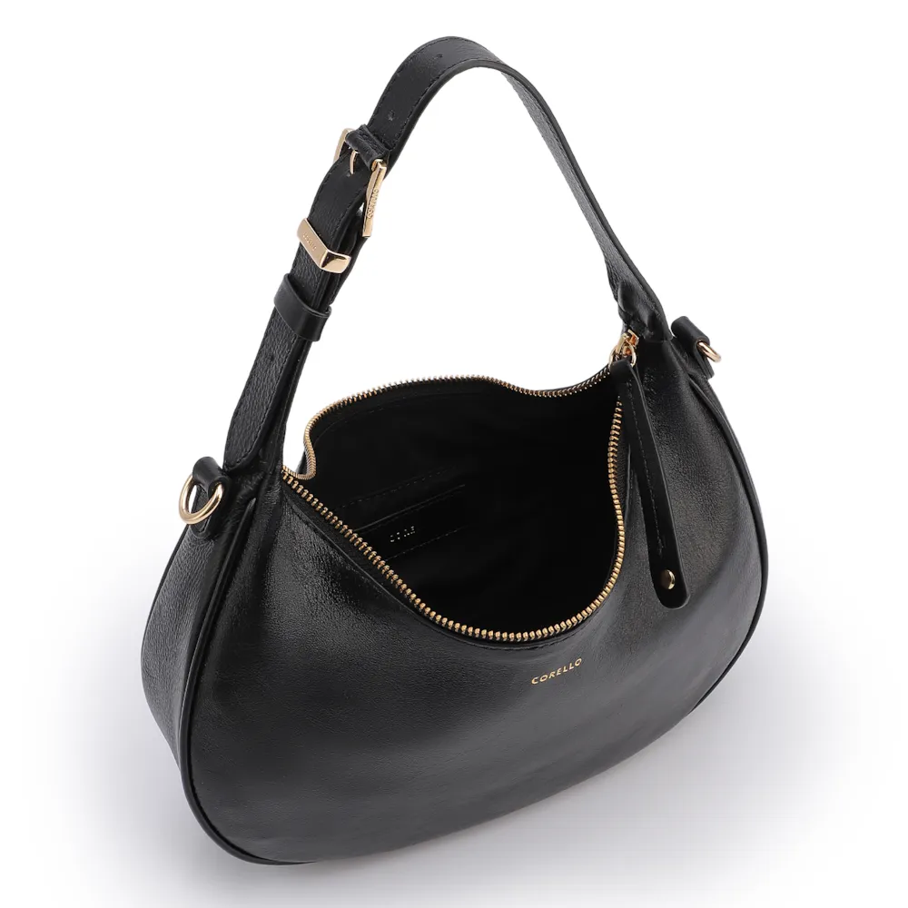Bolsa De Mão Pequena Couro Plume Preta Alça Fivela - imagem 4
