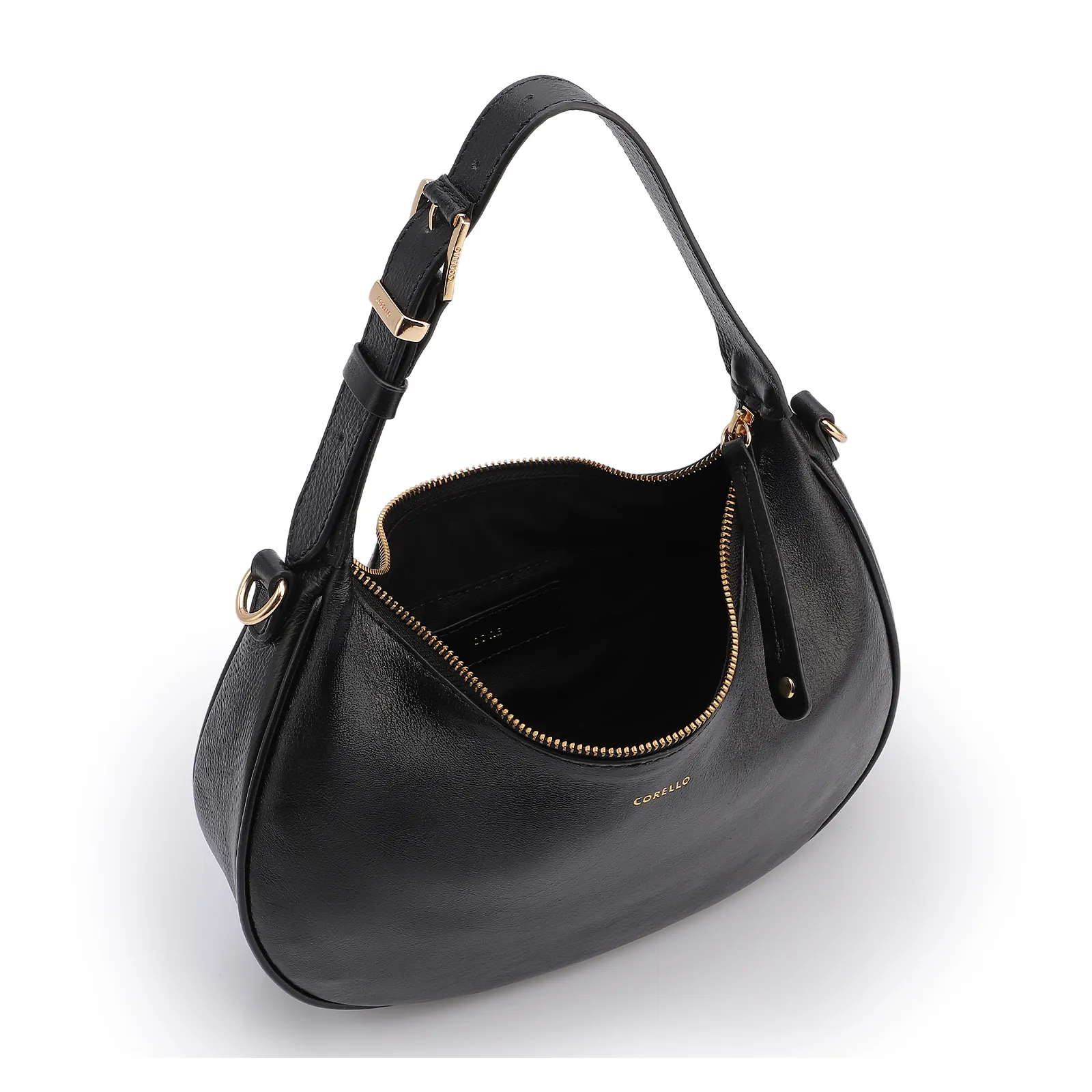 Bolsa De Mão Pequena Couro Plume Preta Alça Fivela