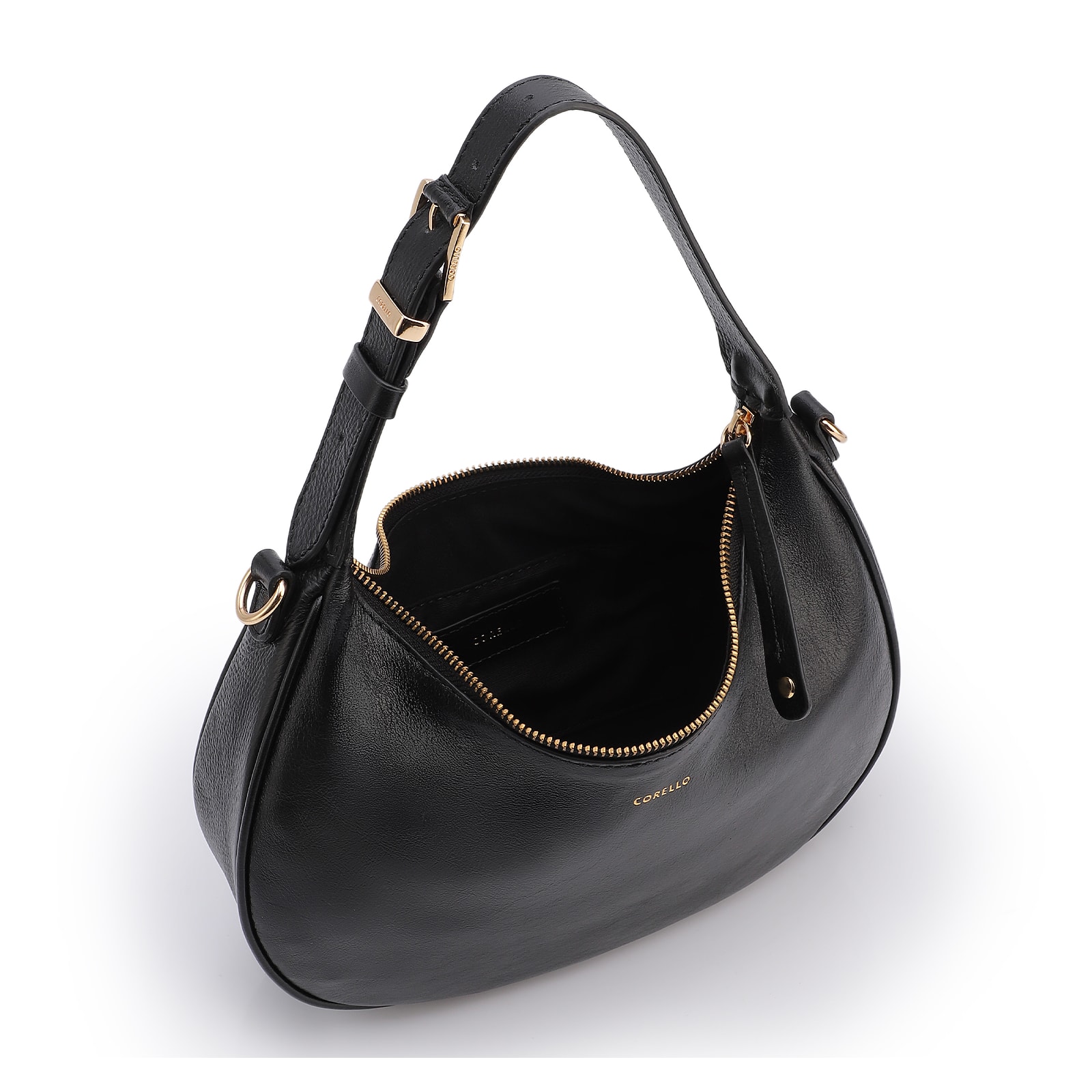 Bolsa De Mão Pequena Couro Plume Preta Alça Fivela