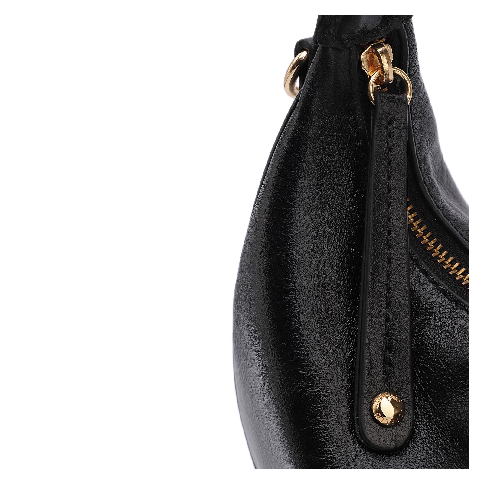 Bolsa De Mão Pequena Couro Plume Preta Alça Fivela