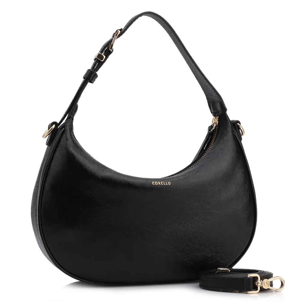 Bolsa De Mão Pequena Couro Plume Preta Alça Fivela - imagem 2