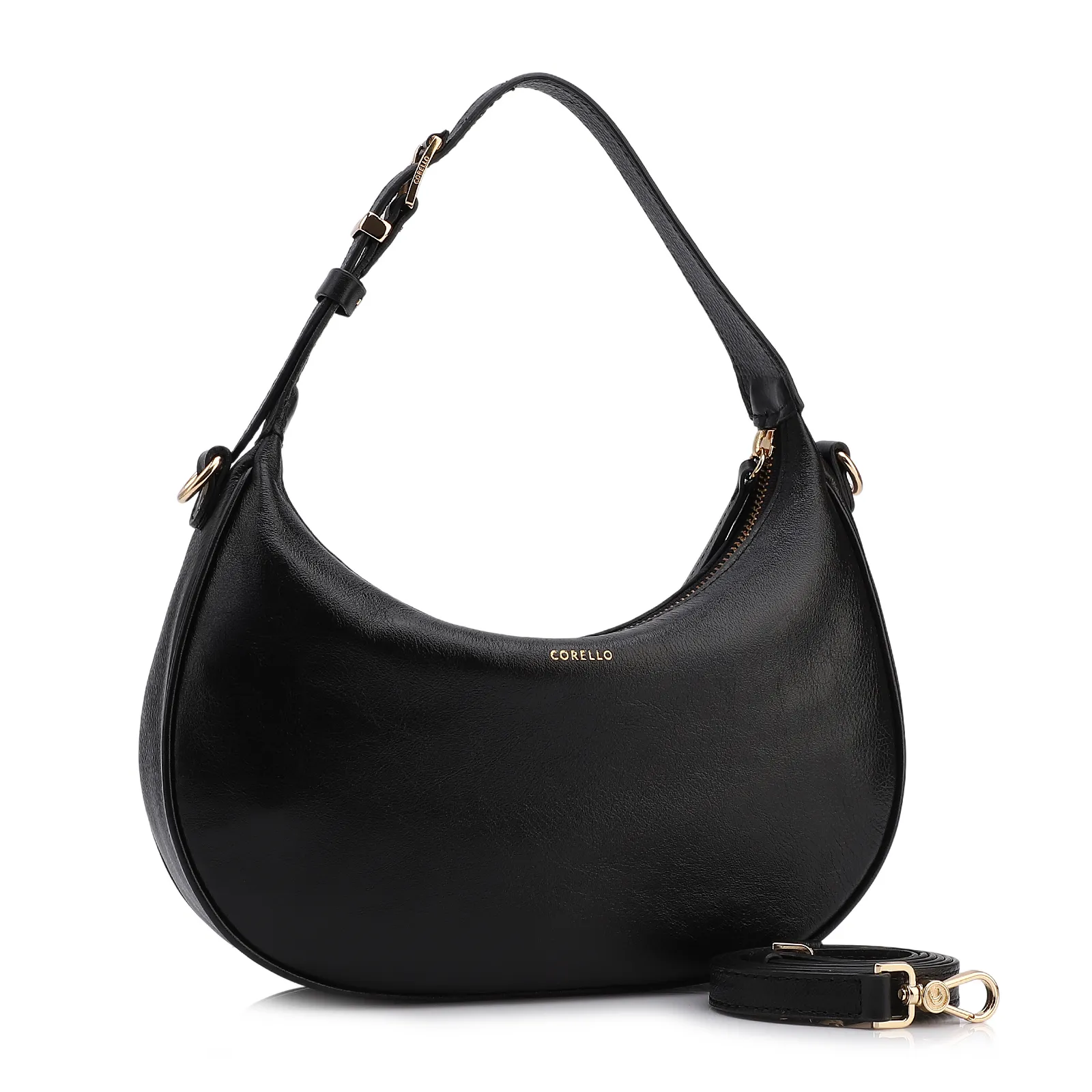 Bolsa De Mão Pequena Couro Plume Preta Alça Fivela