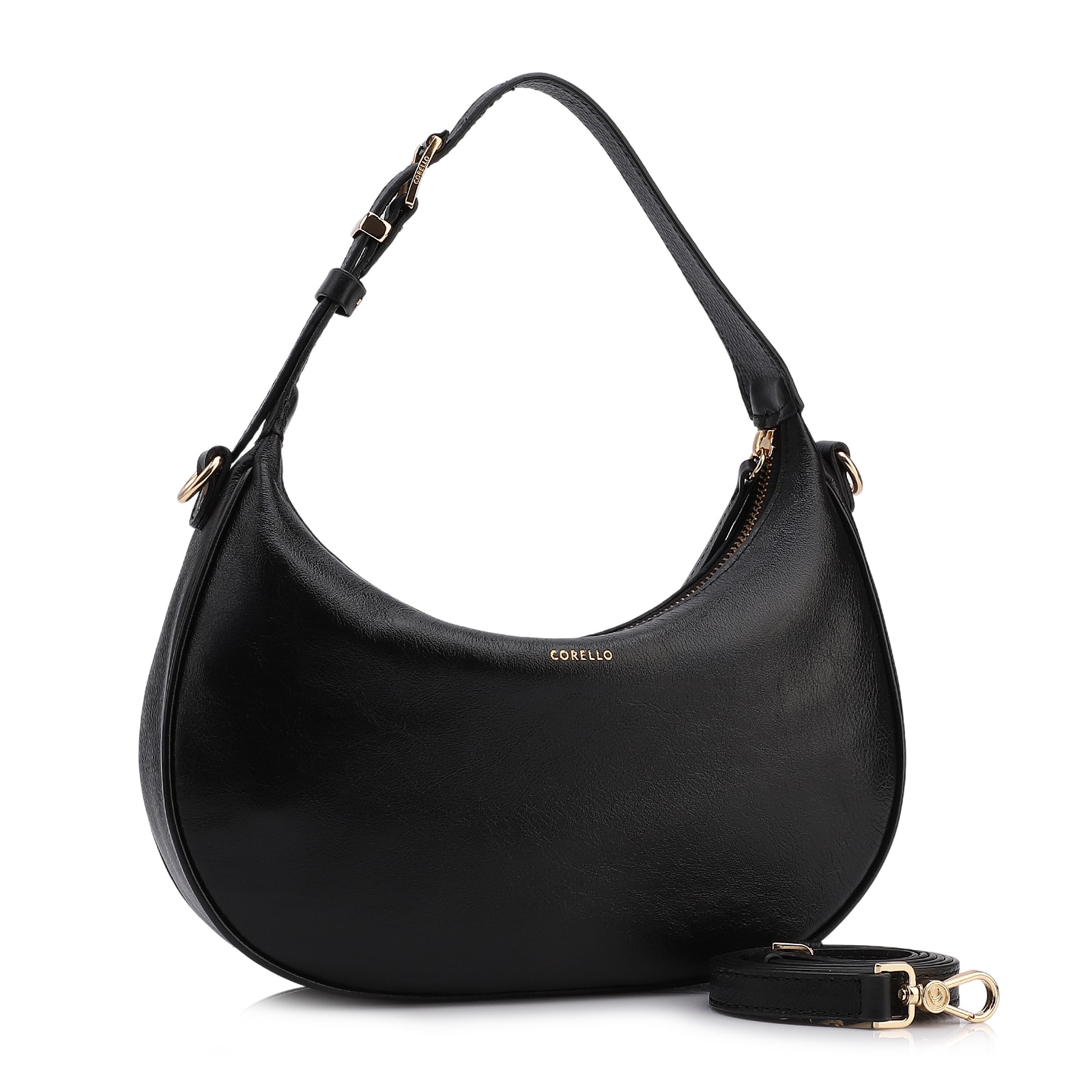 Bolsa De Mão Pequena Couro Plume Preta Alça Fivela