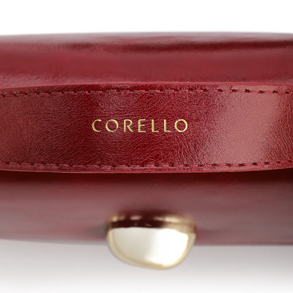 Bolsa De Mão Pequena Couro Vermelha Aplique Dourado - imagem 6