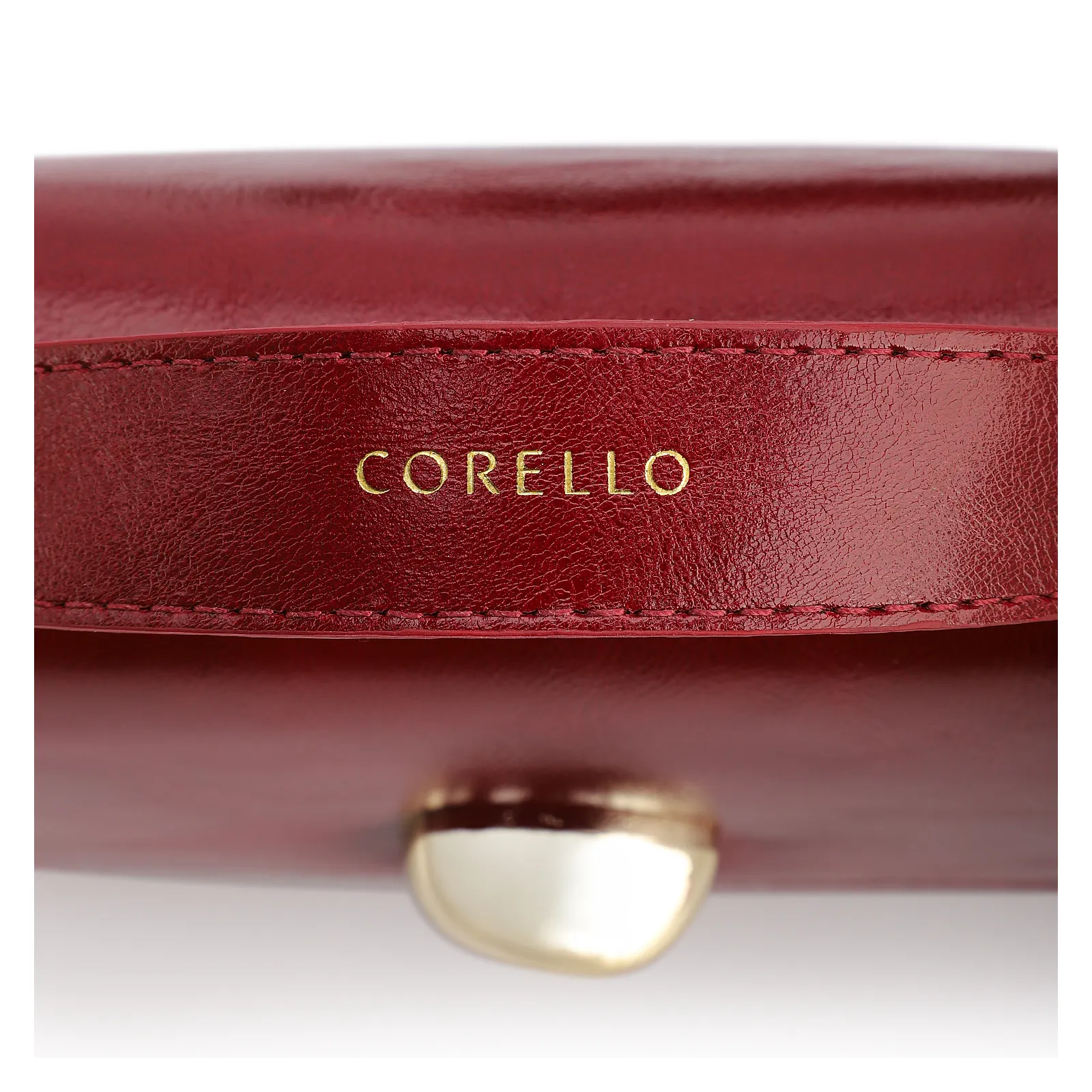 Bolsa De Mão Pequena Couro Vermelha Aplique Dourado