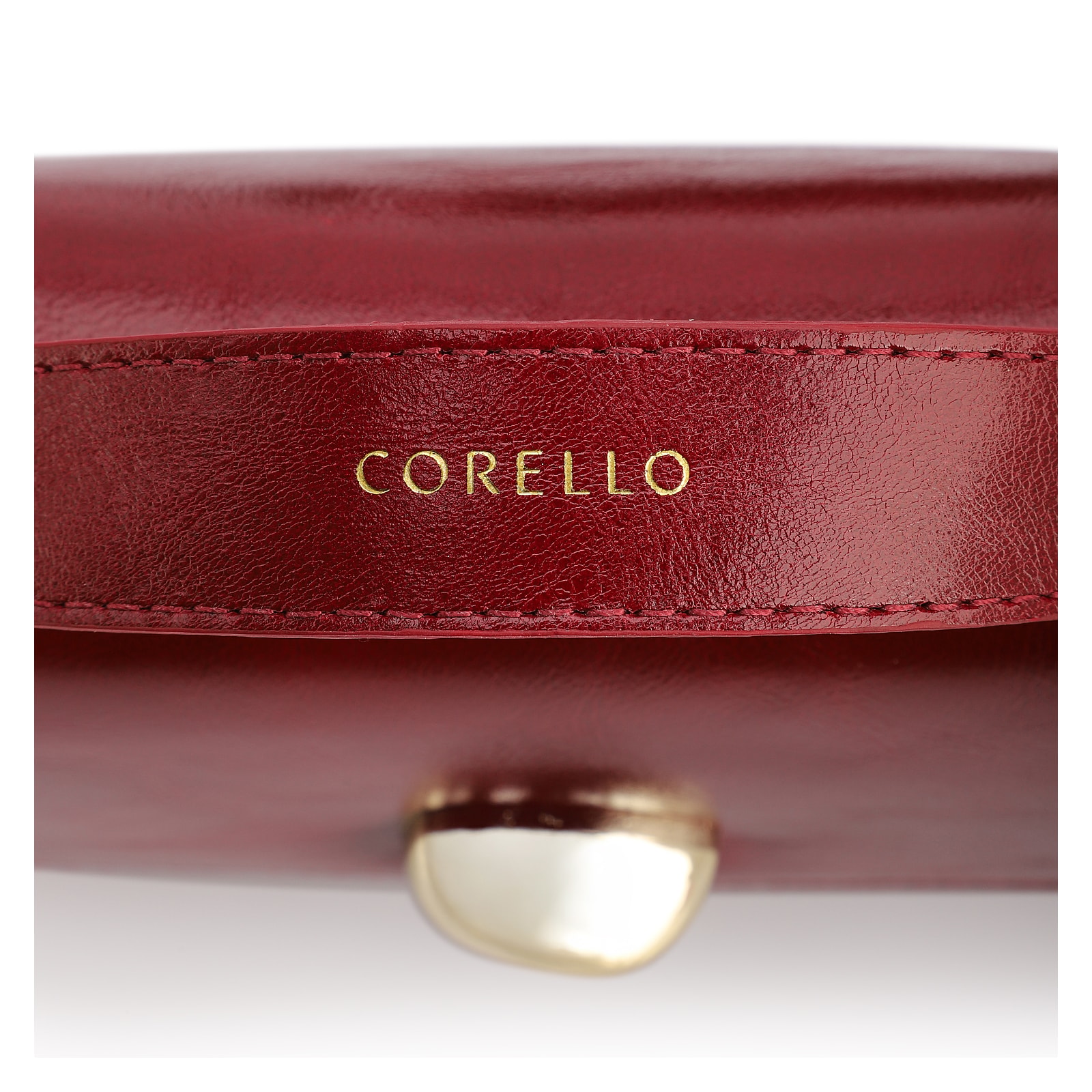 Bolsa De Mão Pequena Couro Vermelha Aplique Dourado