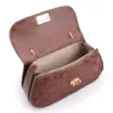 Bolsa De Mão Pequena Pirarucu Marrom Escuro Alça Bambu - imagem 4