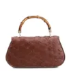 Bolsa De Mão Pequena Pirarucu Marrom Escuro Alça Bambu - imagem 3