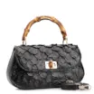 Bolsa De Mão Pequena Pirarucu Preto Alça Bambu - imagem 2