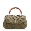 Bolsa De Mão Pequena Pirarucu Verde Alça Bambu - imagem 1
