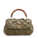 Bolsa De Mão Pequena Pirarucu Verde Alça Bambu