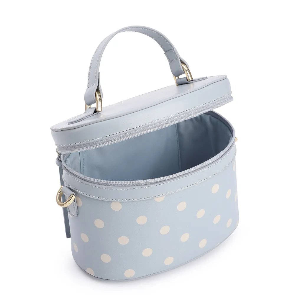 Bolsa De Mão Poá Couro Azul/Branco - imagem 4