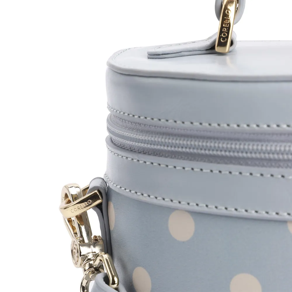 Bolsa De Mão Poá Couro Azul/Branco - imagem 5
