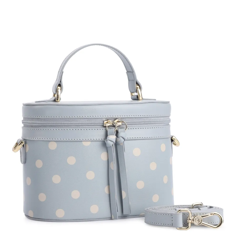 Bolsa De Mão Poá Couro Azul/Branco - imagem 2