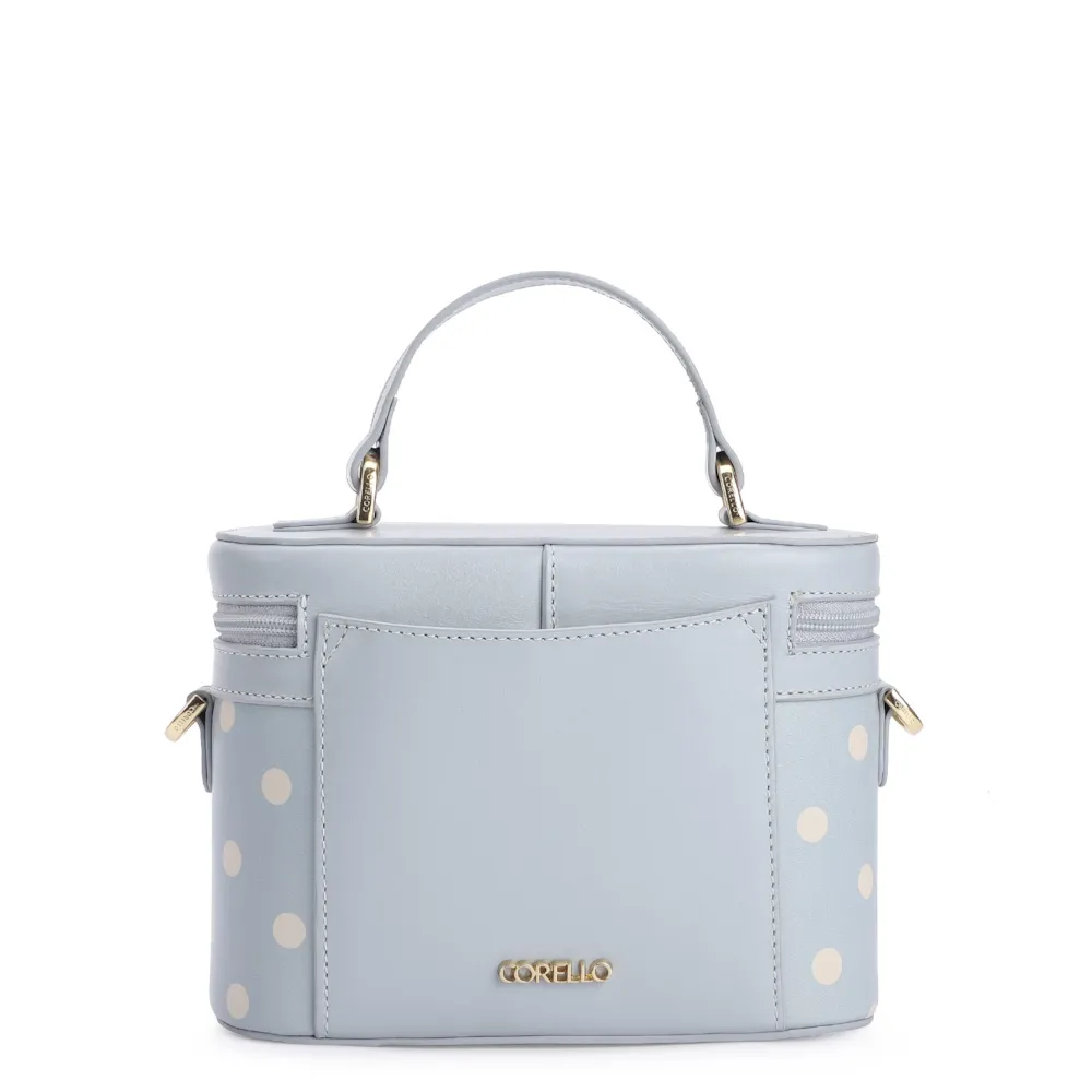 Bolsa De Mão Poá Couro Azul/Branco - imagem 3