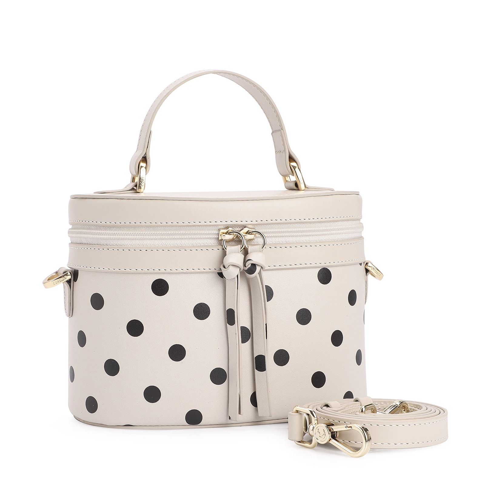 Bolsa De Mão Poá Couro Off White/Preto