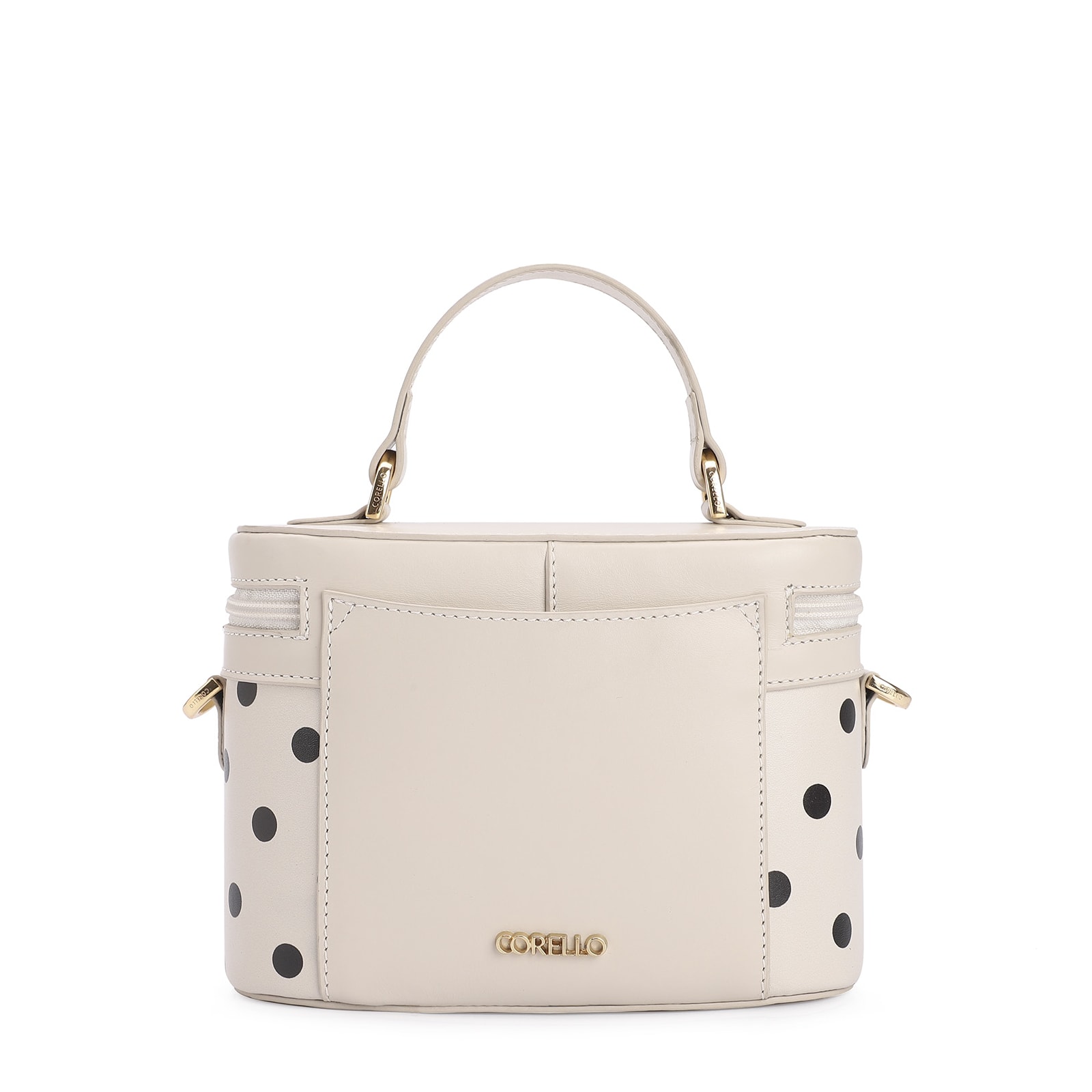 Bolsa De Mão Poá Couro Off White/Preto