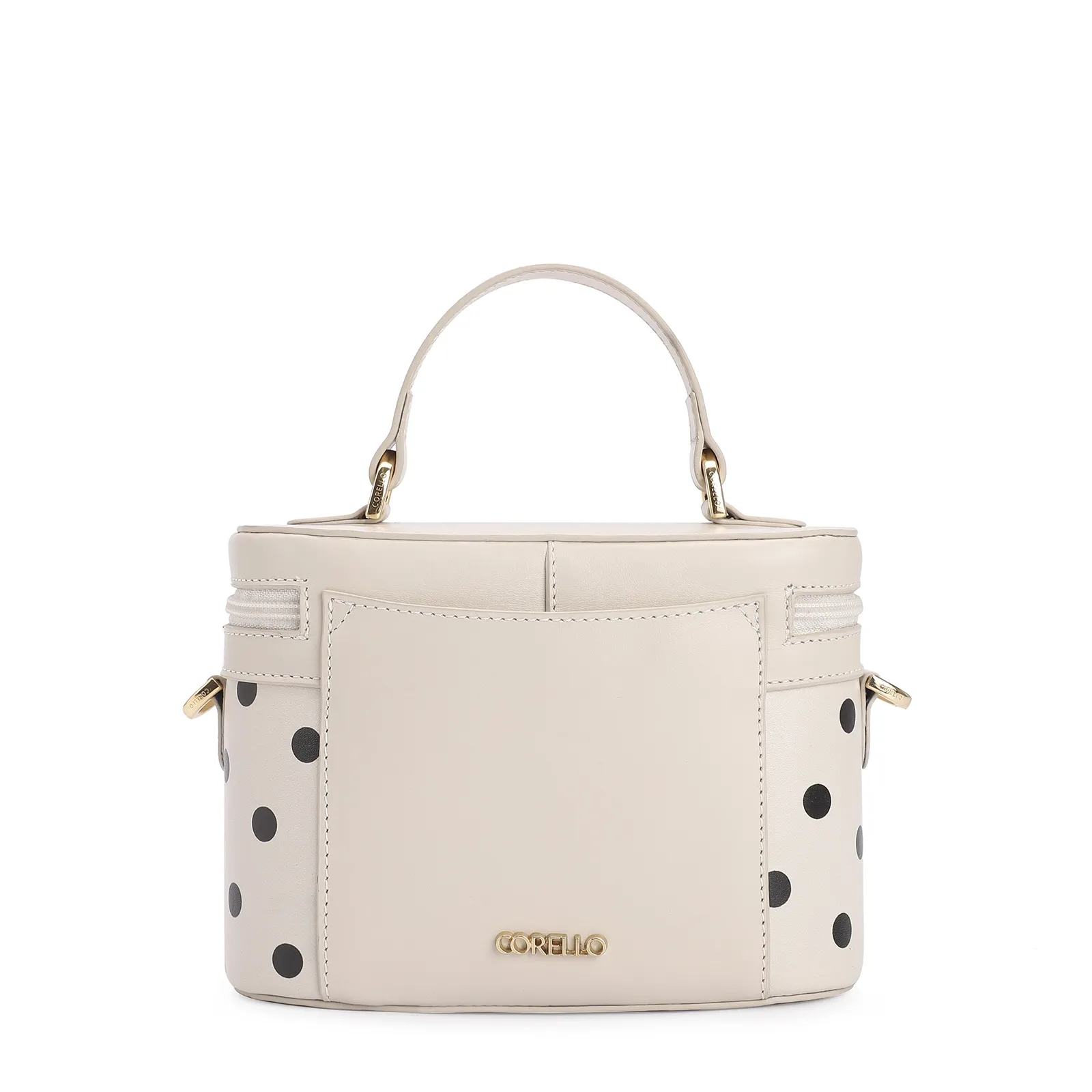 Bolsa De Mão Poá Couro Off White/Preto