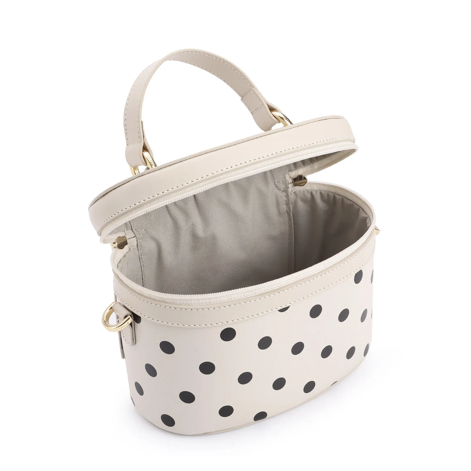 Bolsa De Mão Poá Couro Off White/Preto
