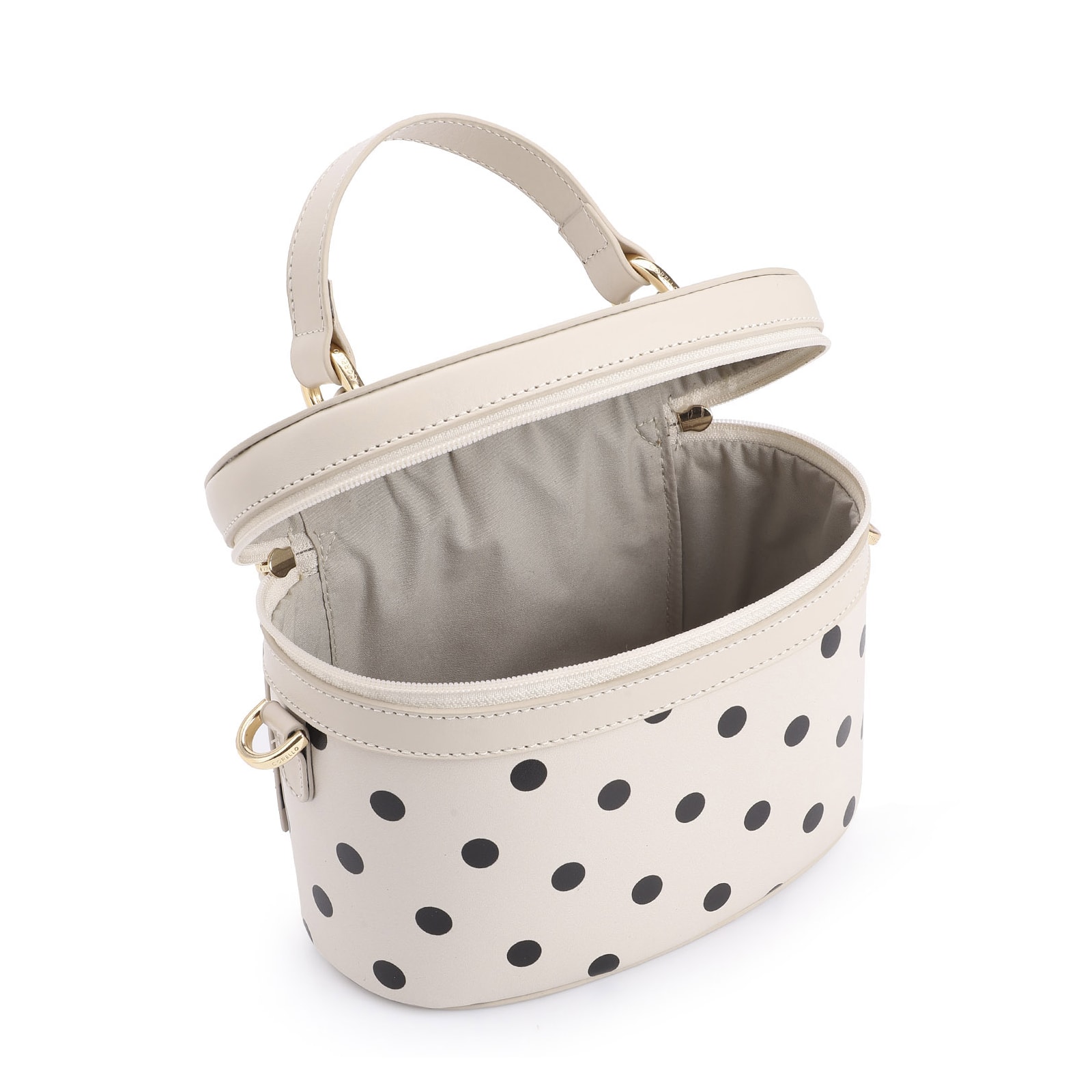 Bolsa De Mão Poá Couro Off White/Preto