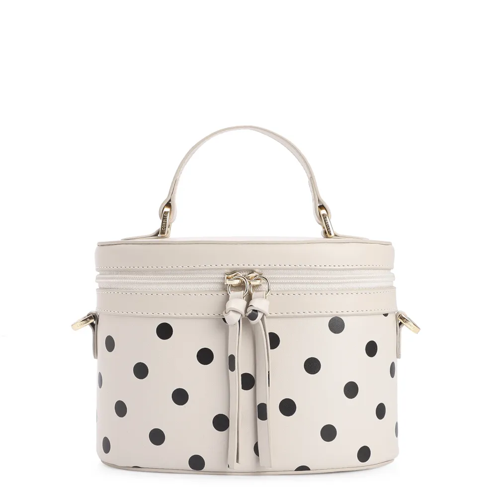 Bolsa De Mão Poá Couro Off White/Preto