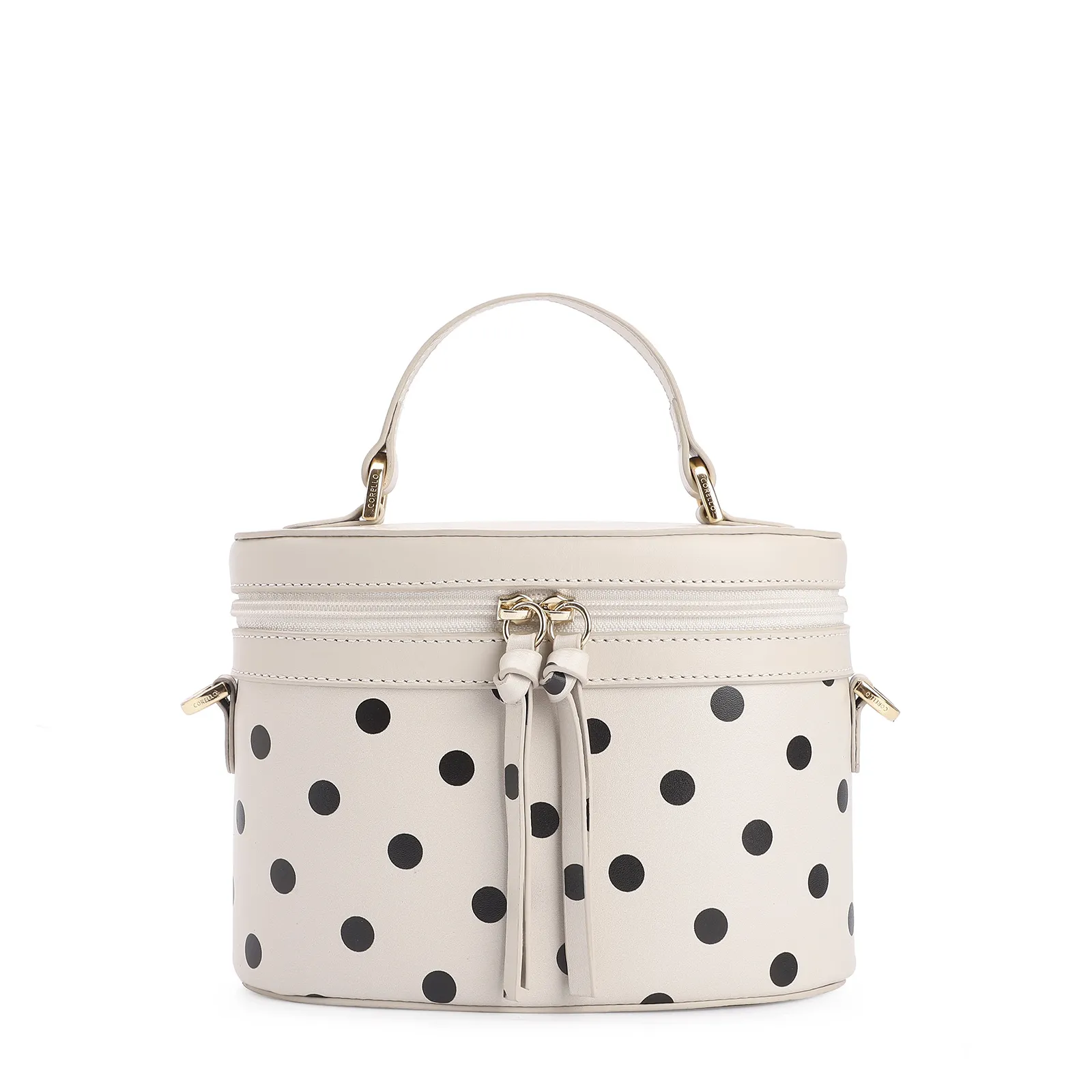 Bolsa De Mão Poá Couro Off White/Preto