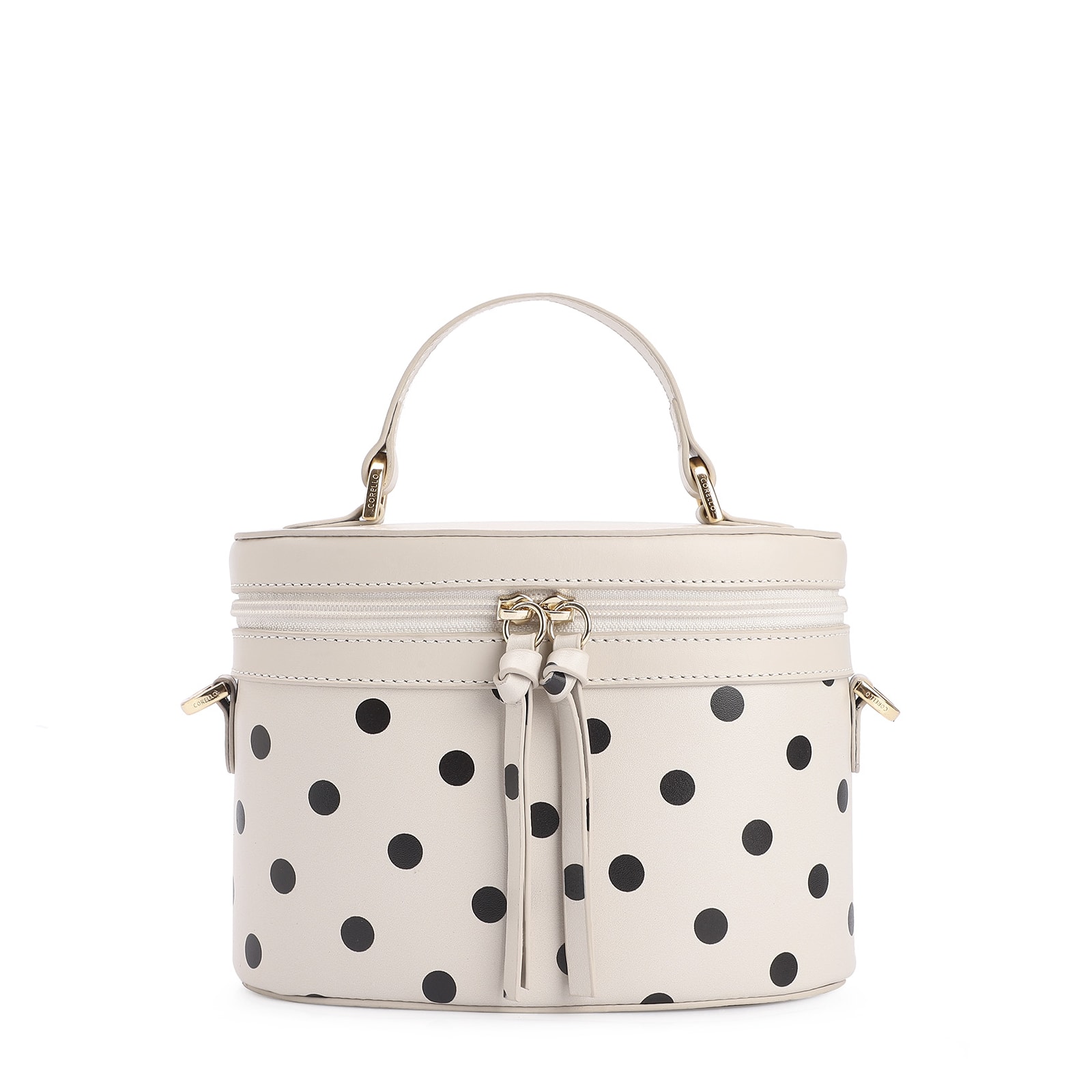 Bolsa De Mão Poá Couro Off White/Preto