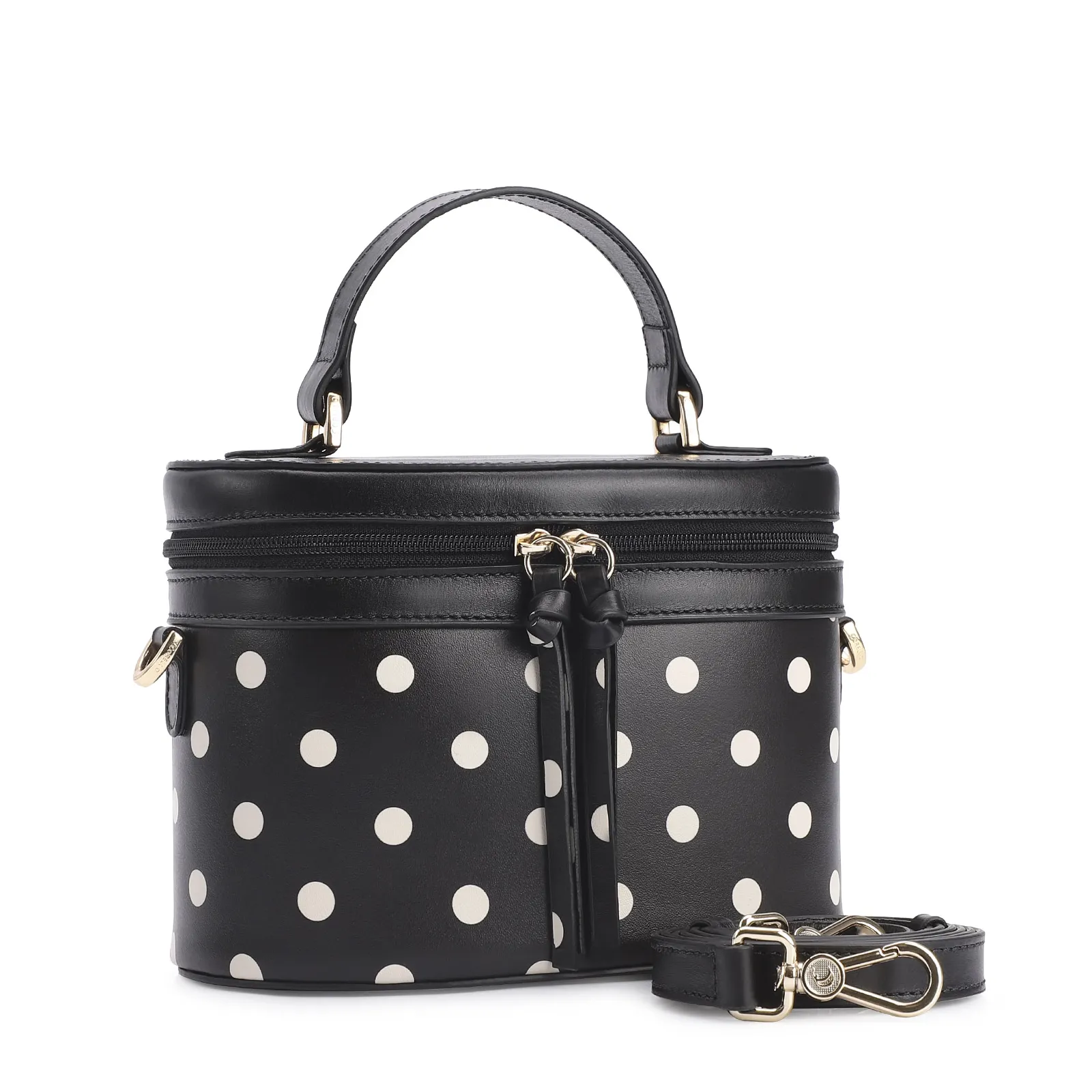 Bolsa De Mão Poá Couro Preto/Branco