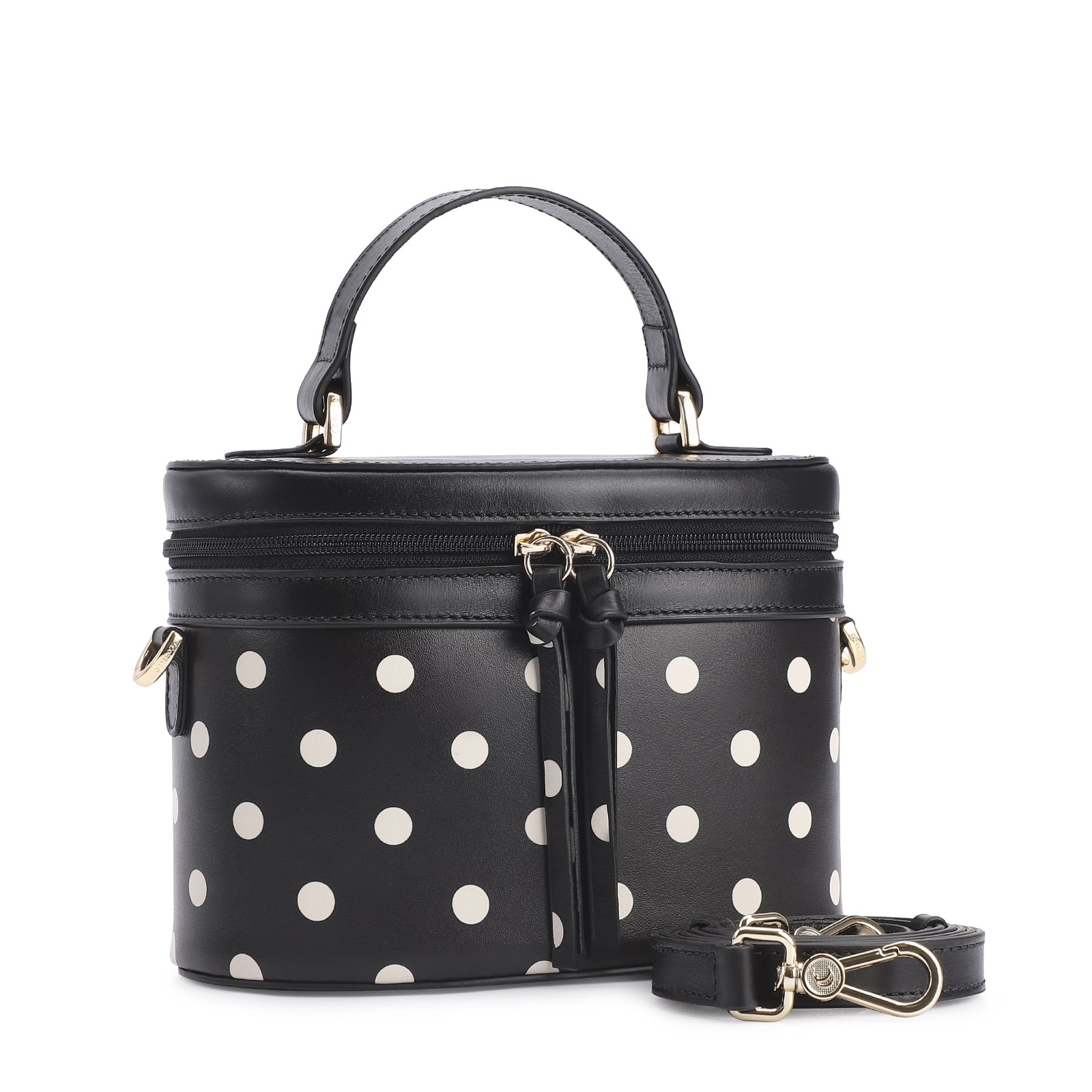 Bolsa De Mão Poá Couro Preto/Branco