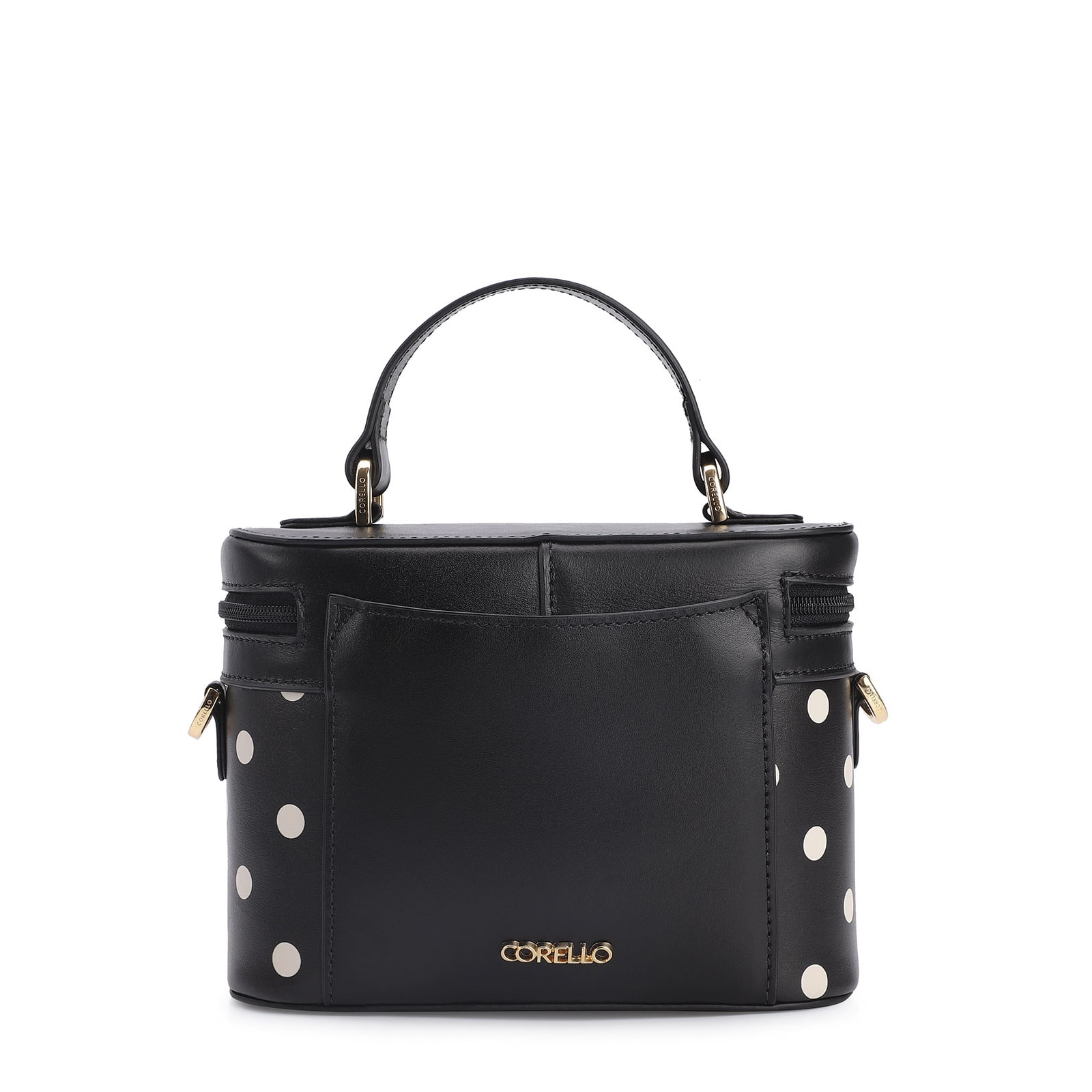 Bolsa De Mão Poá Couro Preto/Branco