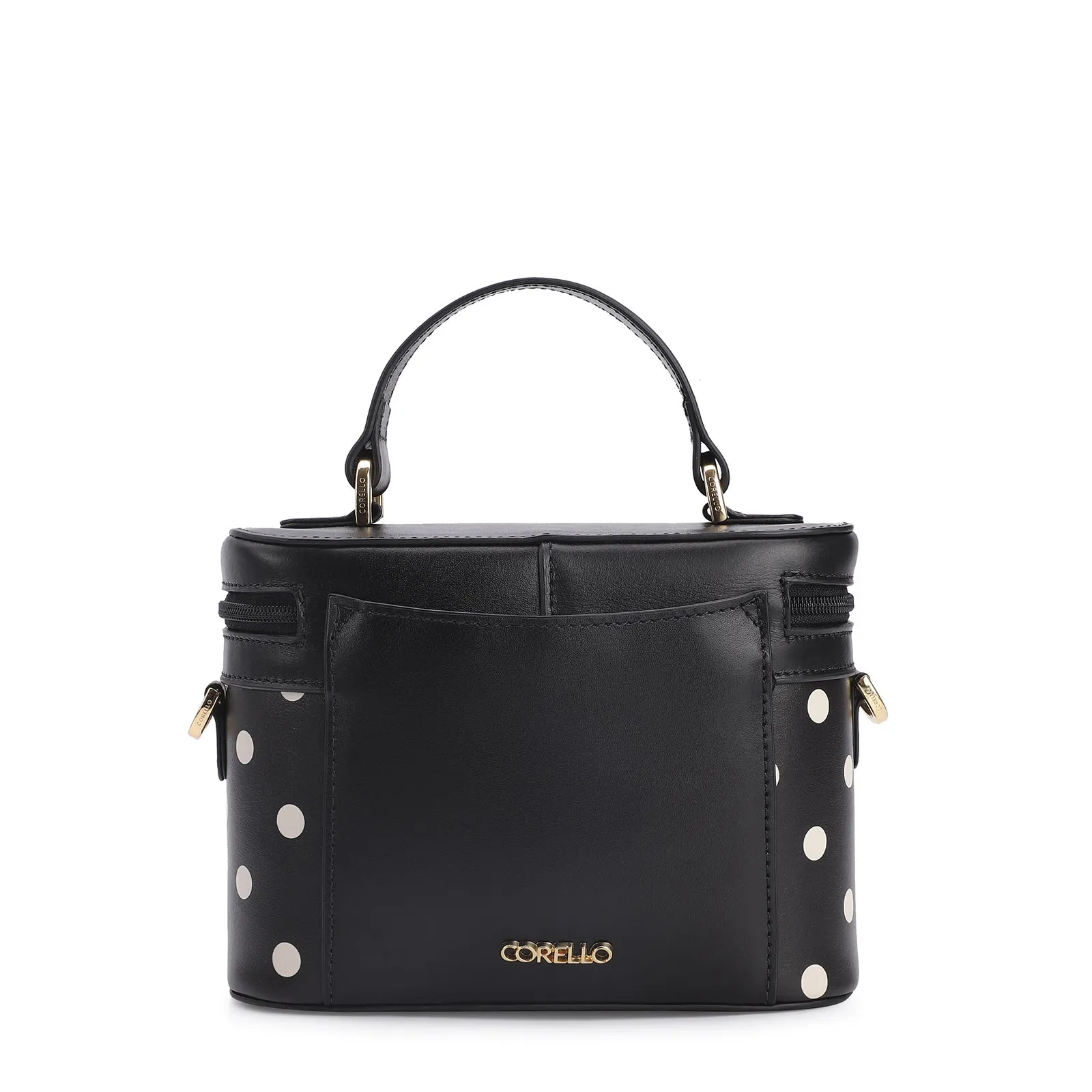 Bolsa De Mão Poá Couro Preto/Branco
