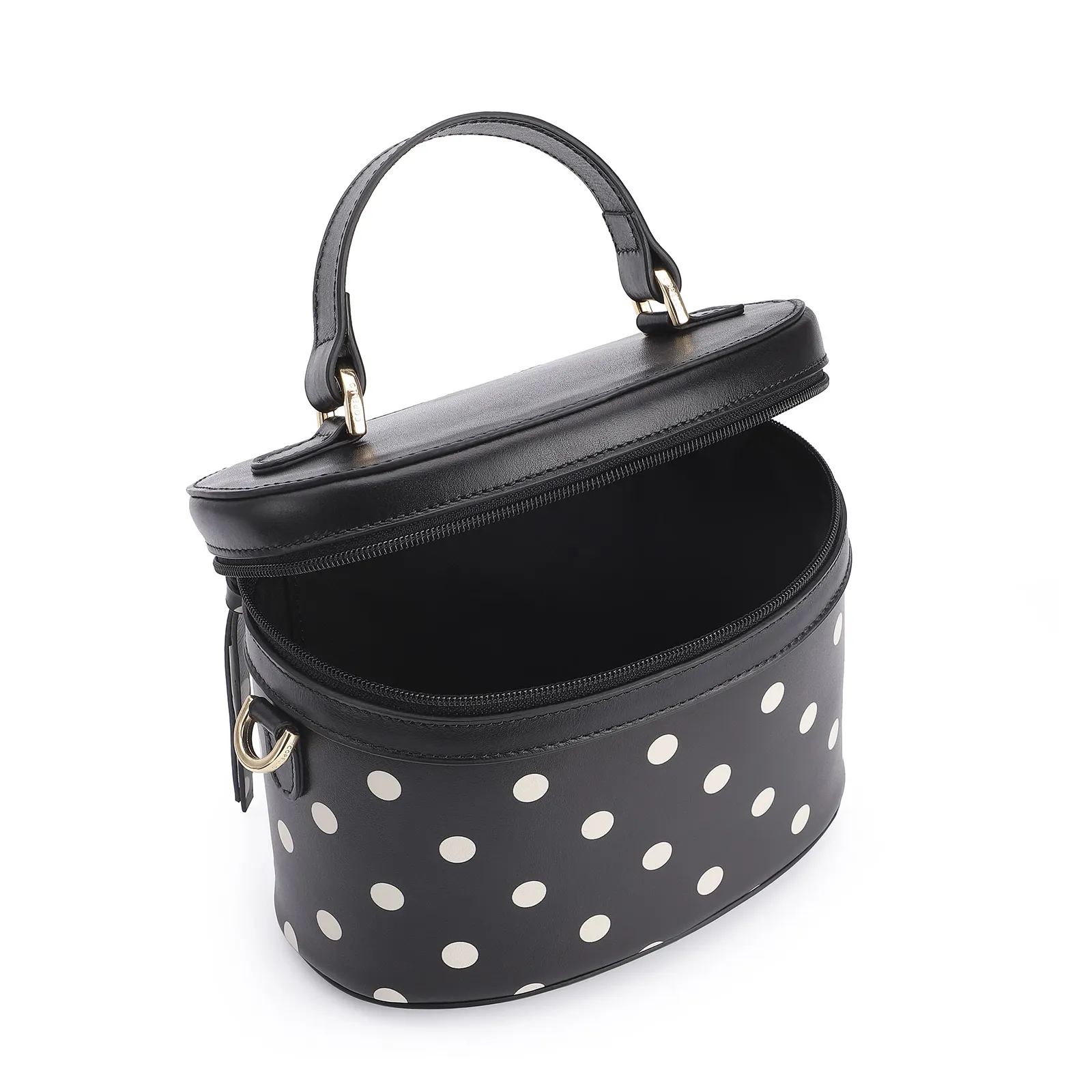 Bolsa De Mão Poá Couro Preto/Branco