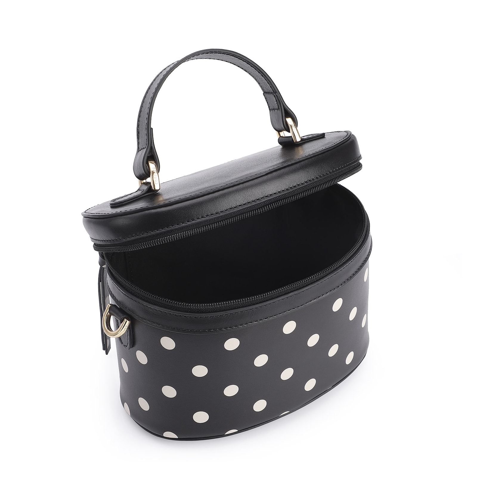 Bolsa De Mão Poá Couro Preto/Branco