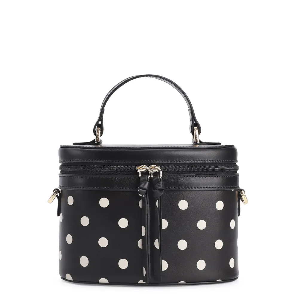 Bolsa De Mão Poá Couro Preto/Branco