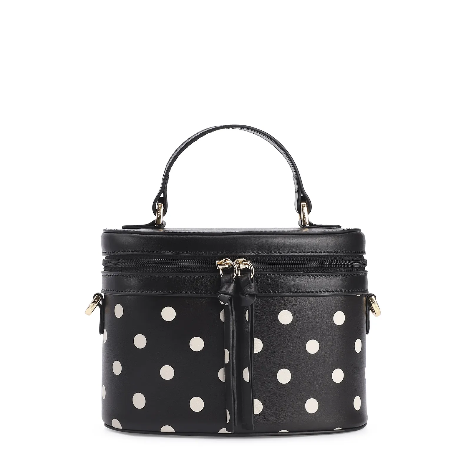 Bolsa De Mão Poá Couro Preto/Branco