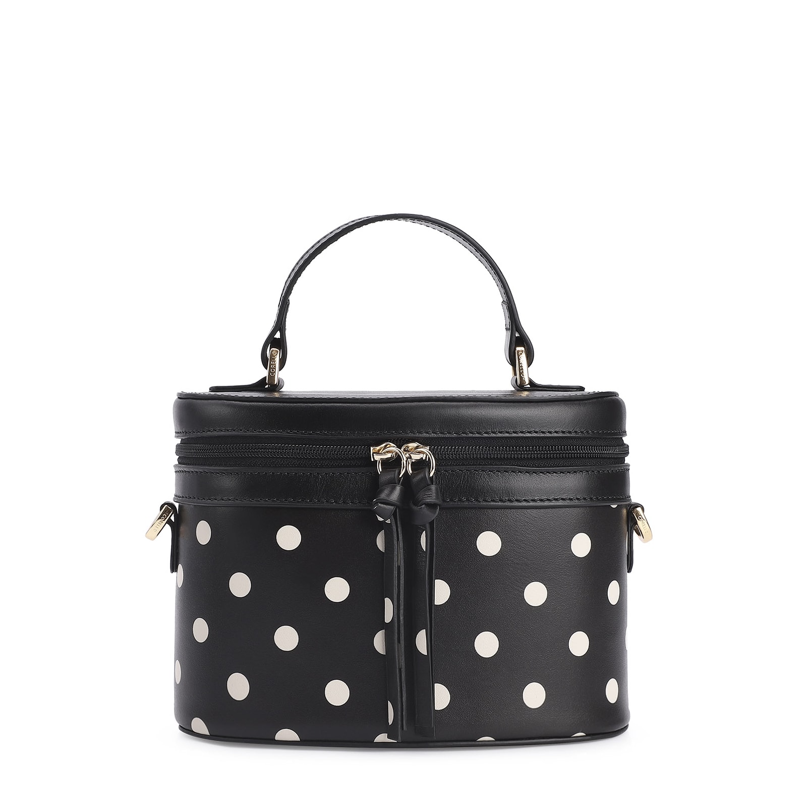 Bolsa De Mão Poá Couro Preto/Branco