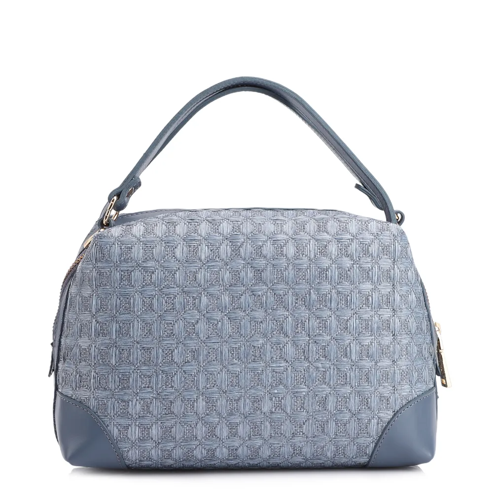 Bolsa De Mão Ráfia Mosaico Azul - imagem 4
