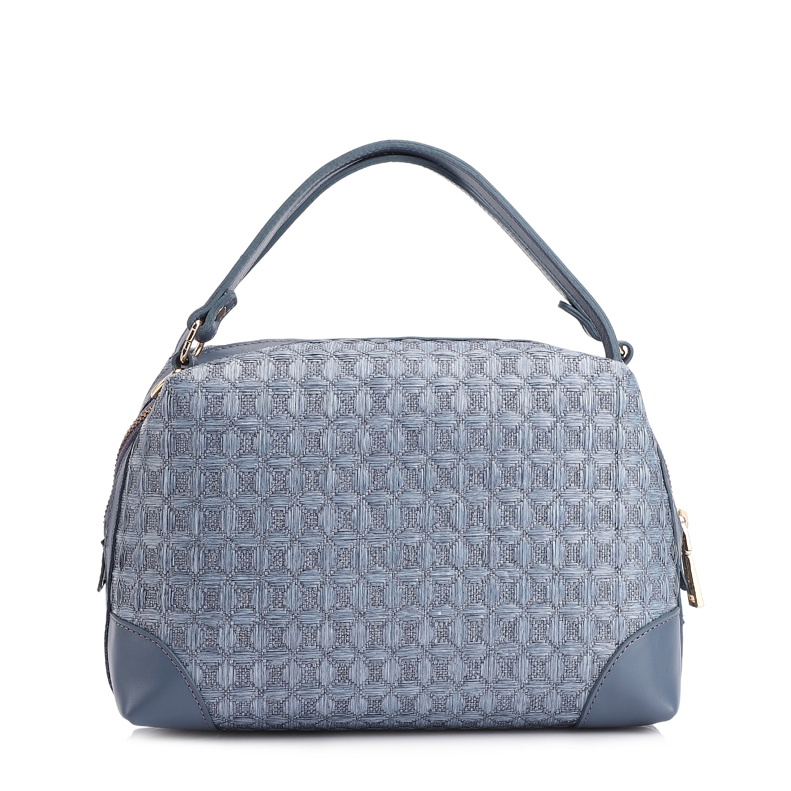 Bolsa De Mão Ráfia Mosaico Azul