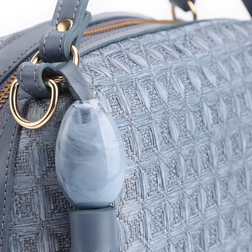 Bolsa De Mão Ráfia Mosaico Azul - imagem 7