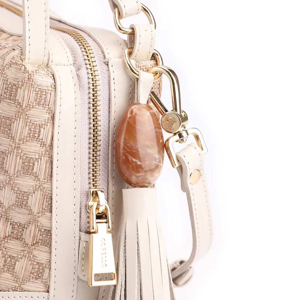 Bolsa De Mão Ráfia Mosaico Off White - imagem 5