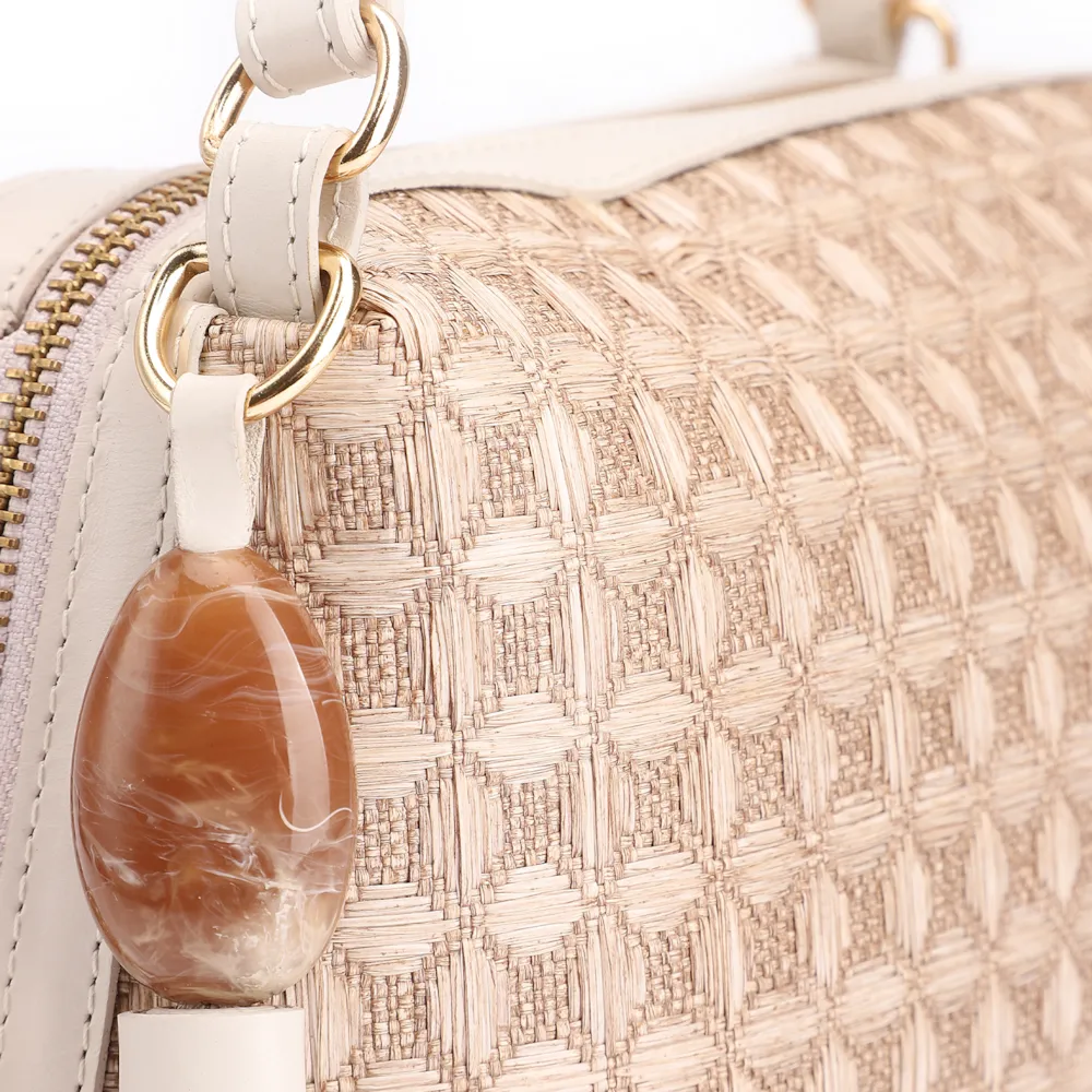 Bolsa De Mão Ráfia Mosaico Off White - imagem 6