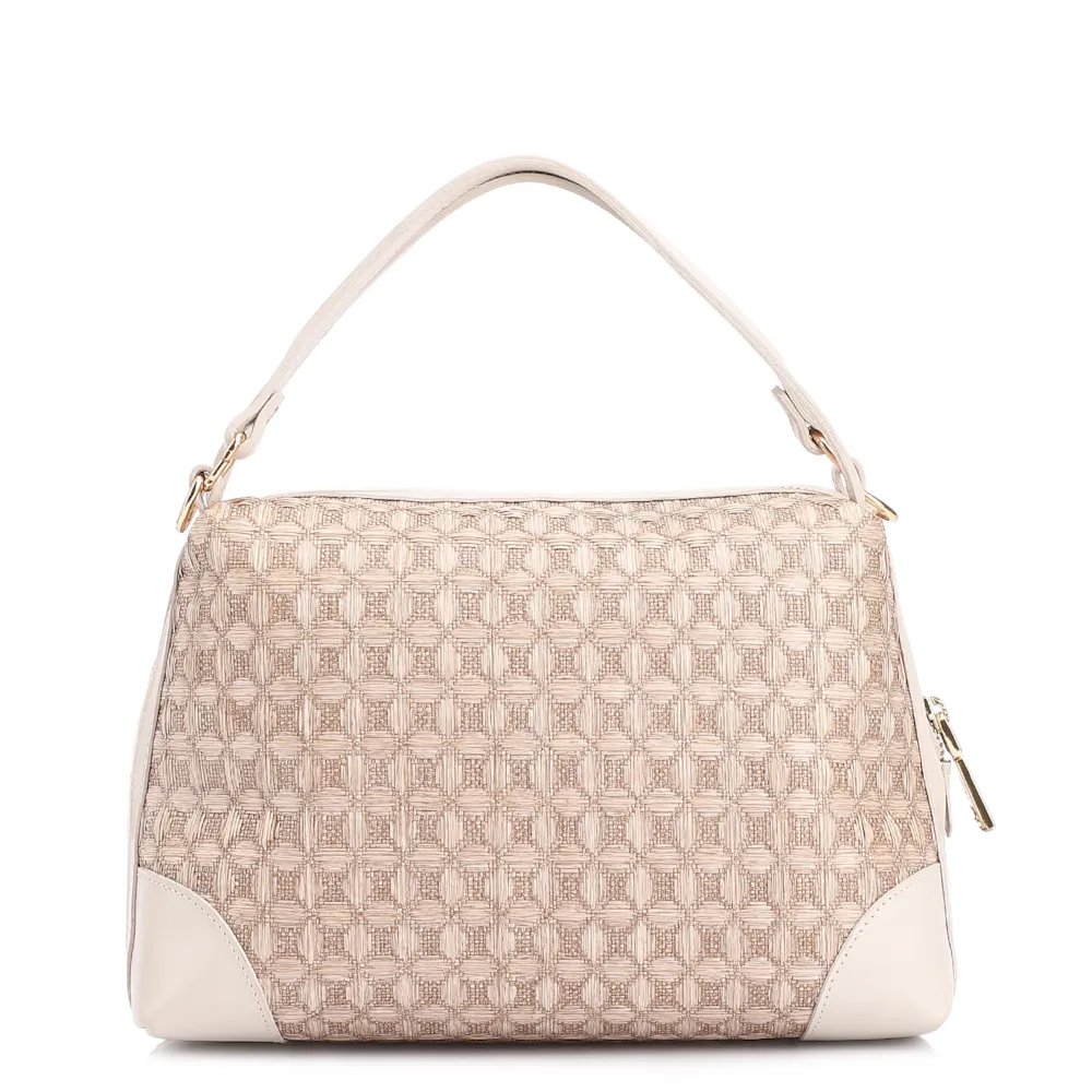Bolsa De Mão Ráfia Mosaico Off White - imagem 3